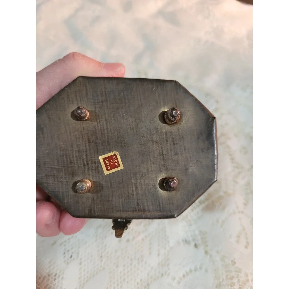 Vintage Brass Hinged Box With Handle Cricket Trinket Incense Box Home Decor